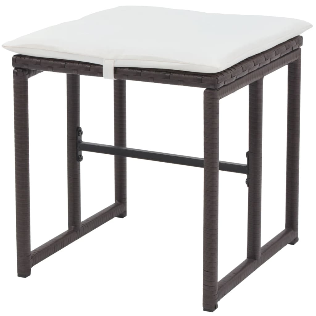 vidaXL 5-tlg. Garten-Essgruppe Stahl Poly Rattan Braun