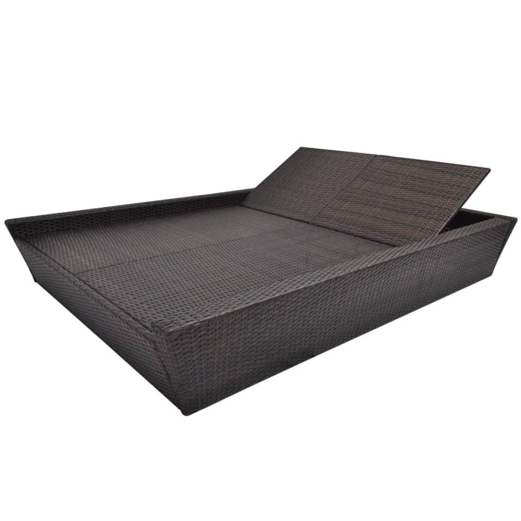 vidaXL Outdoor-Lounge-Bett mit Polster Poly Rattan Braun