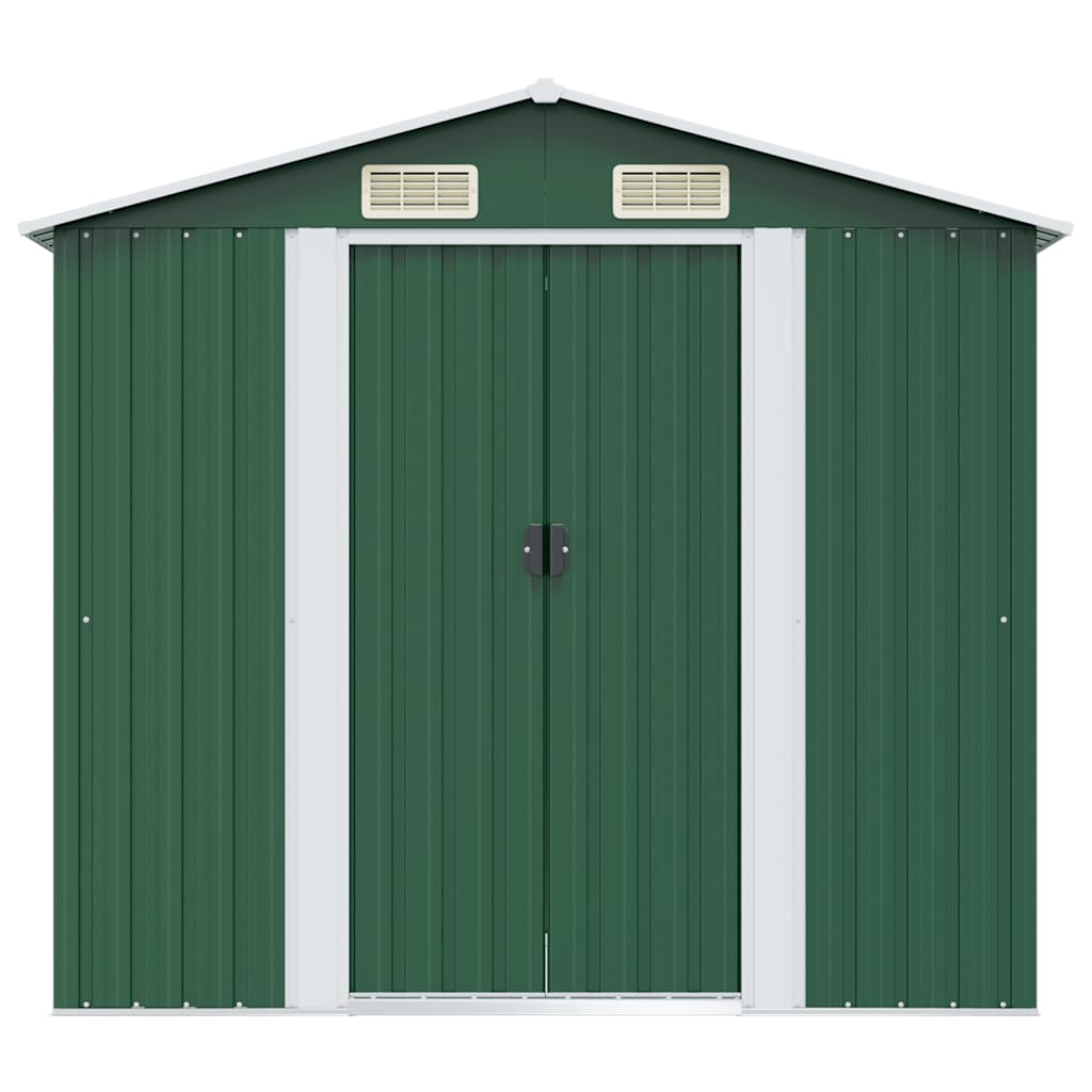 vidaXL Gartenschuppen Grün Metall 204 x 132 x 186 cm