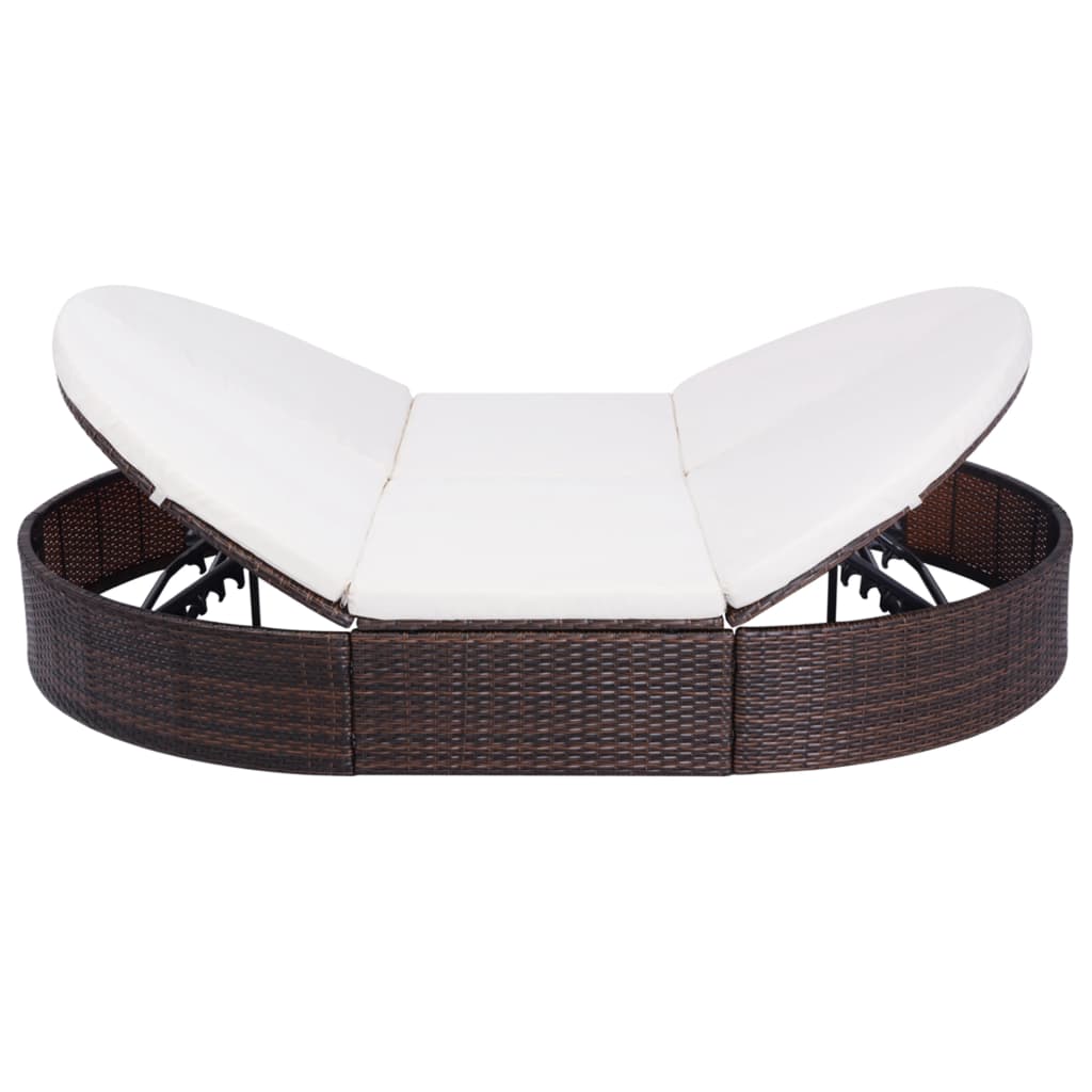 vidaXL Outdoor-Loungebett mit Kissen Poly Rattan Braun