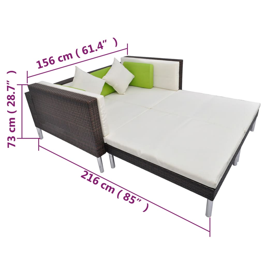 vidaXL 4-tlg. Garten-Lounge-Set mit Auflagen Poly Rattan Braun