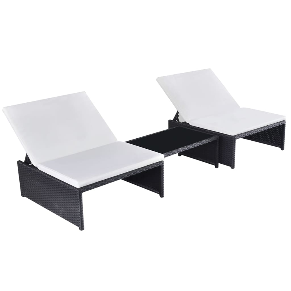 vidaXL Outdoor-Lehnstühle 2 Stk. mit Tisch Braun Poly Rattan