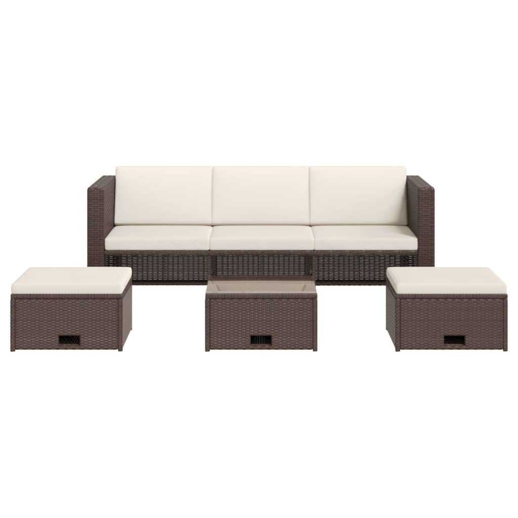vidaXL 4-tlg. Garten-Lounge-Set mit Auflagen Poly Rattan Braun