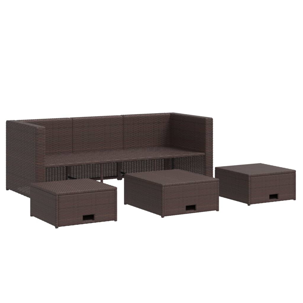 vidaXL 4-tlg. Garten-Lounge-Set mit Auflagen Poly Rattan Braun