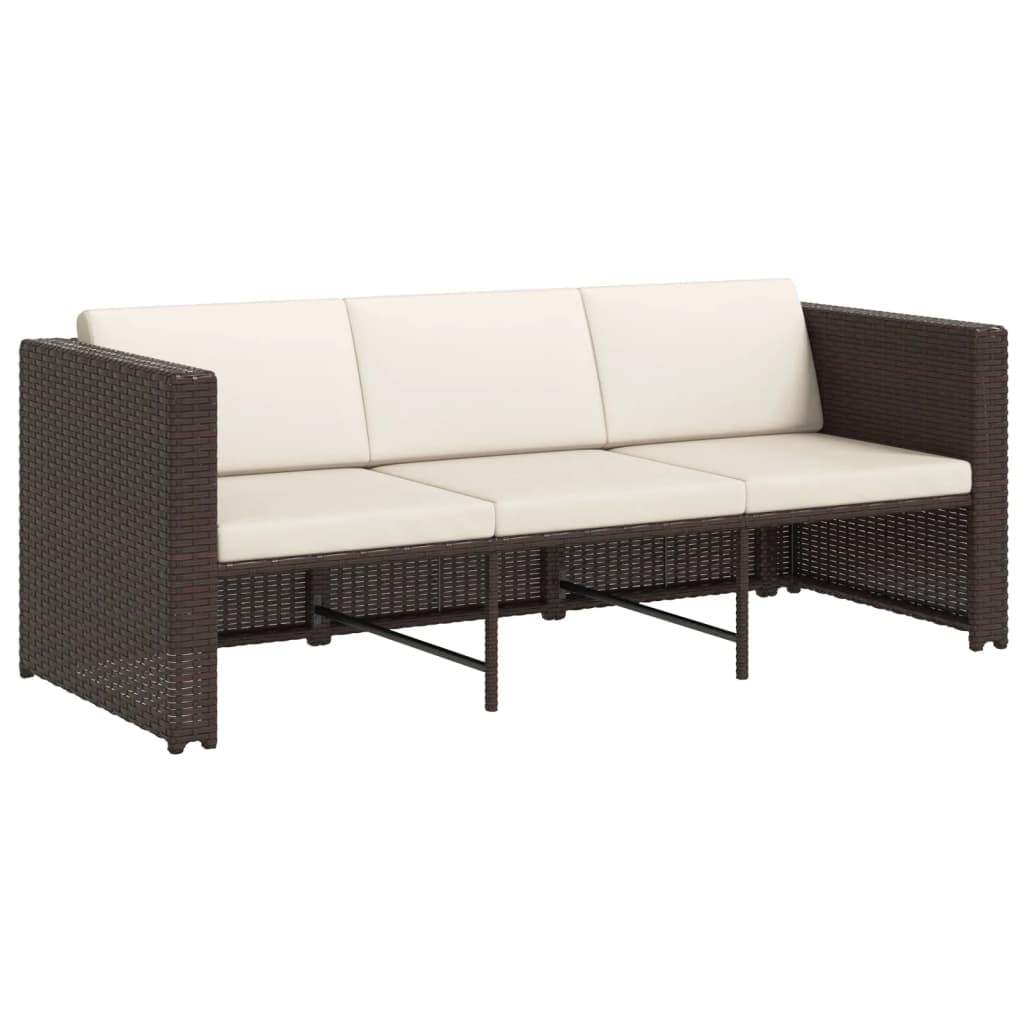vidaXL 4-tlg. Garten-Lounge-Set mit Auflagen Poly Rattan Braun