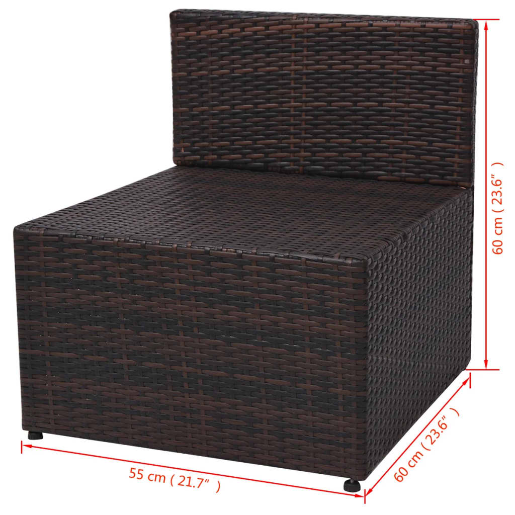 vidaXL 5-tlg. Garten-Lounge-Set mit Auflagen Poly Rattan Braun