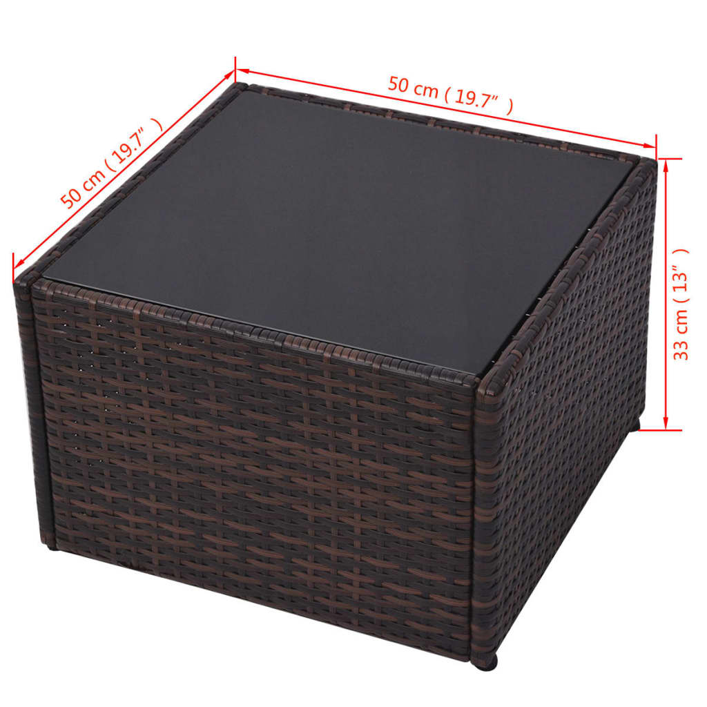 vidaXL 5-tlg. Garten-Lounge-Set mit Auflagen Poly Rattan Braun