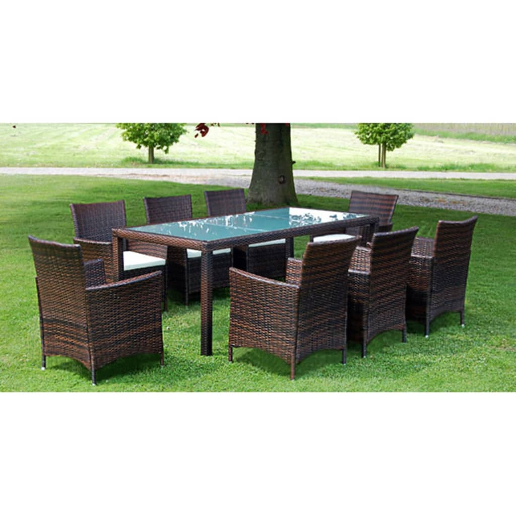 vidaXL 3-tlg. Garten-Essgruppe Poly Rattan Braun