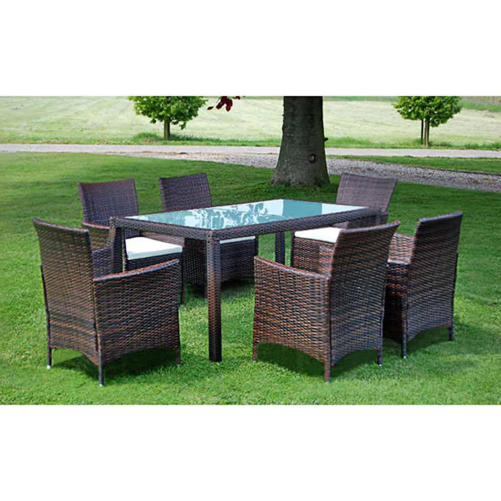 vidaXL 3-tlg. Garten-Essgruppe Poly Rattan Braun