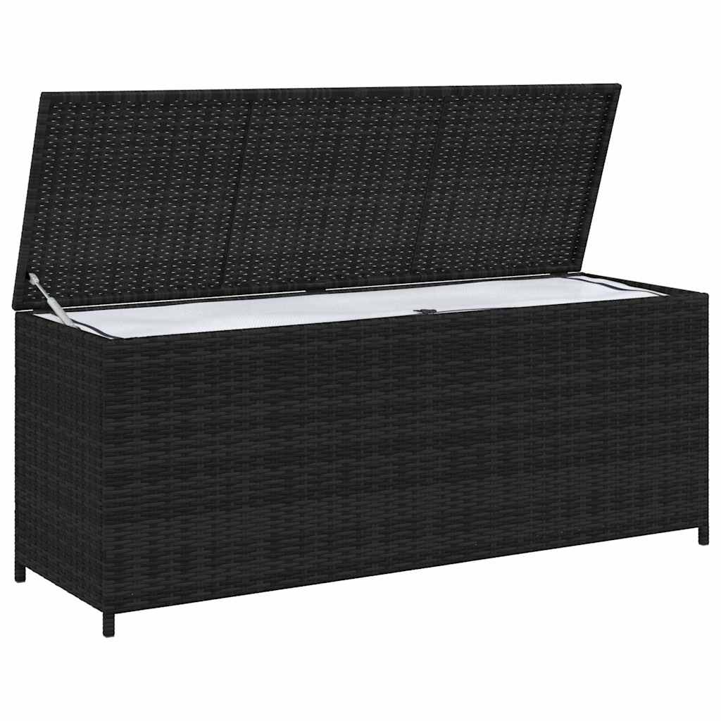vidaXL Garden-Auflagenbox Schwarz 150x50x60 cm Poly Rattan