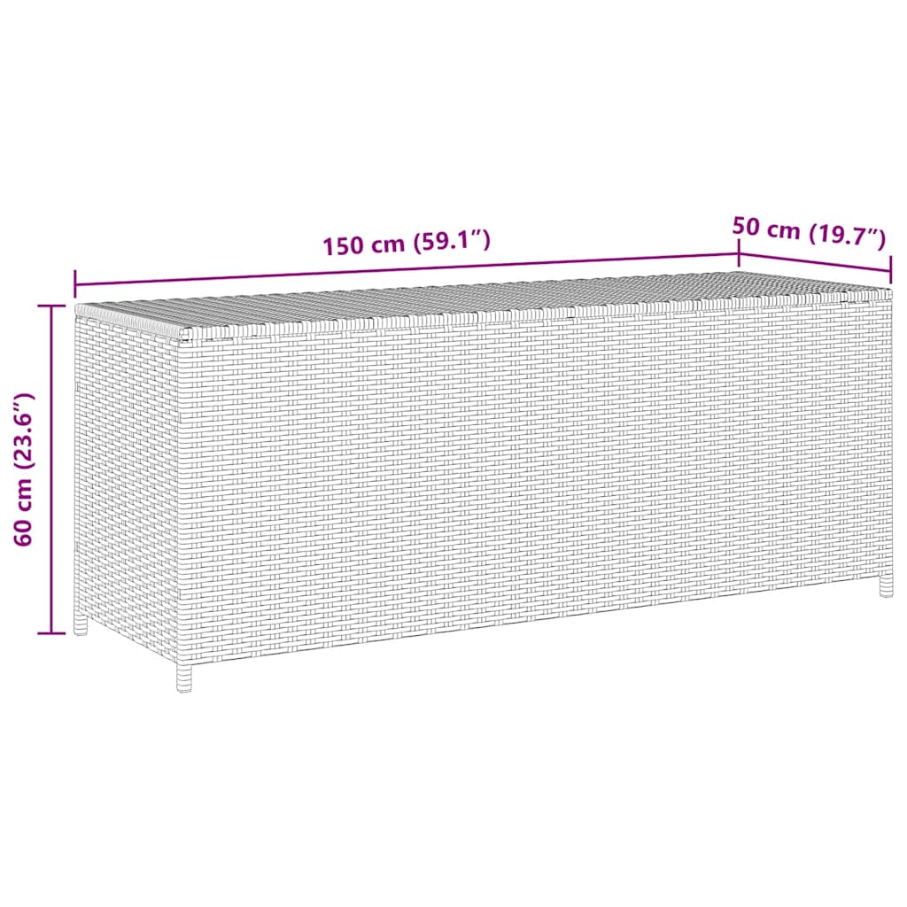 vidaXL Garden-Auflagenbox Schwarz 150x50x60 cm Poly Rattan