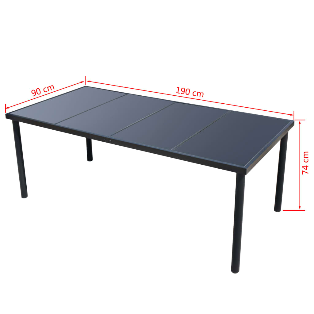 vidaXL 9-tlg. Garten-Essgruppe Stahl Schwarz