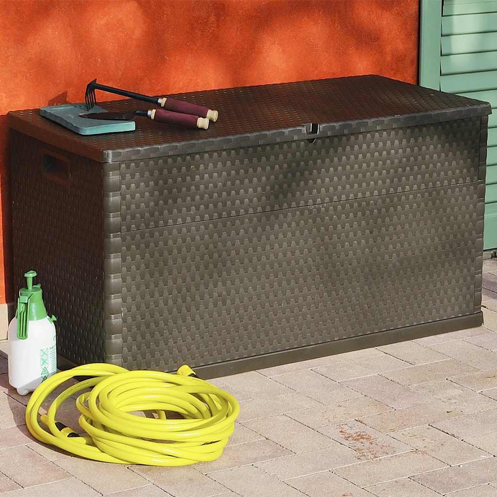 vidaXL Garten-Aufbewahrungsbox Braun 120x56x63 cm PP Rattan