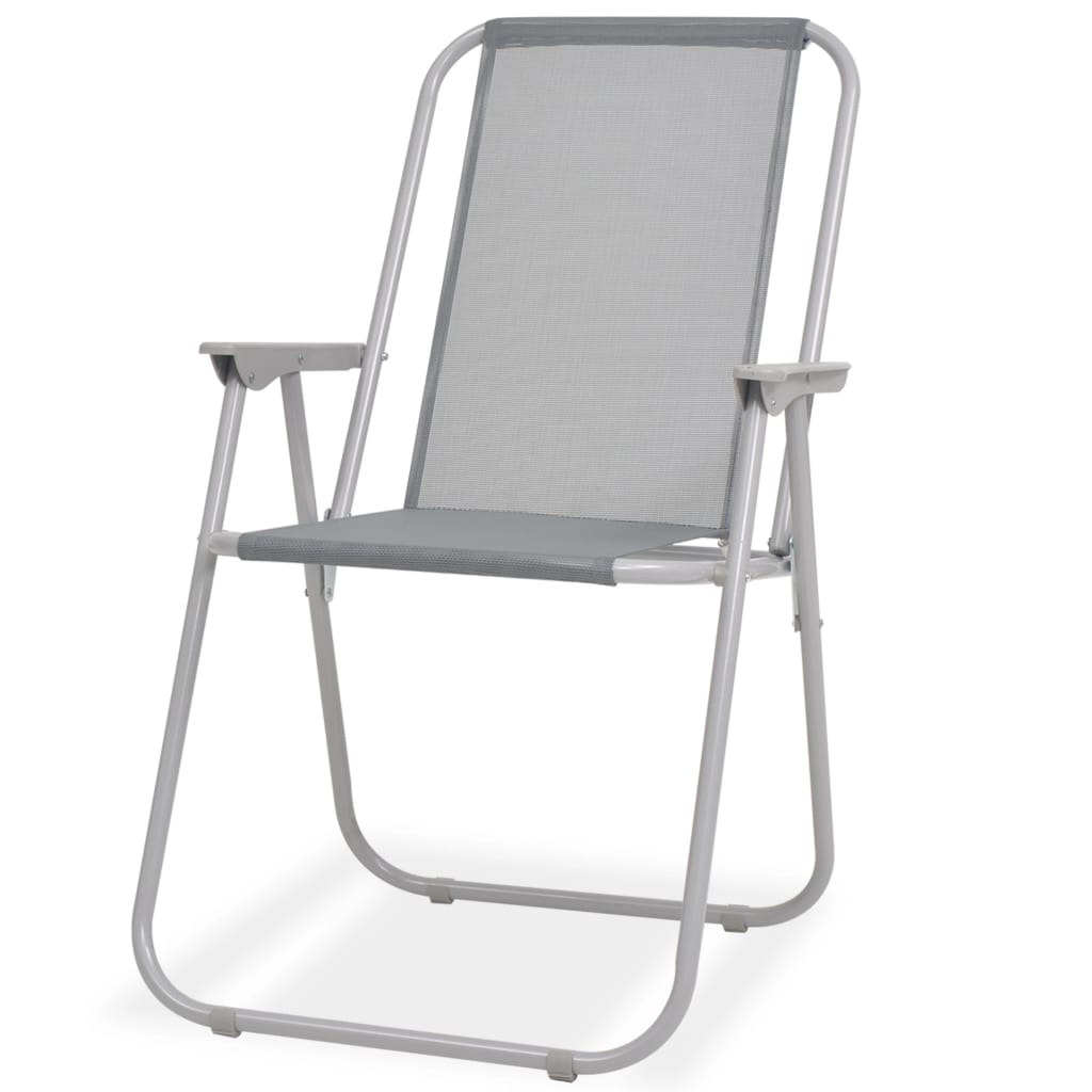 vidaXL 6-tlg. Garten-Essgruppe Stahl und Textilene Grau