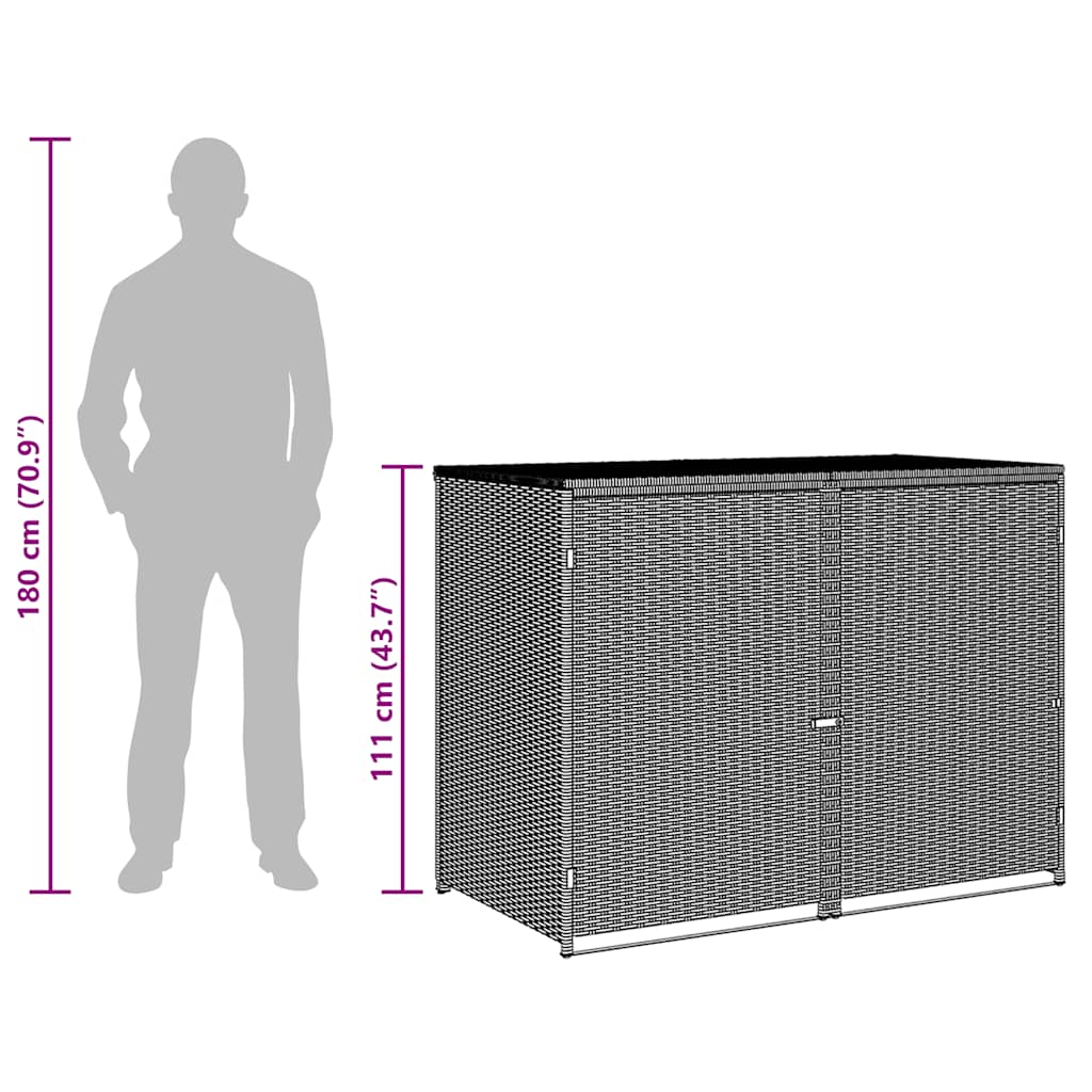 vidaXL Mülltonnenbox für 2 Tonnen Poly Rattan Schwarz 148x80x111 cm