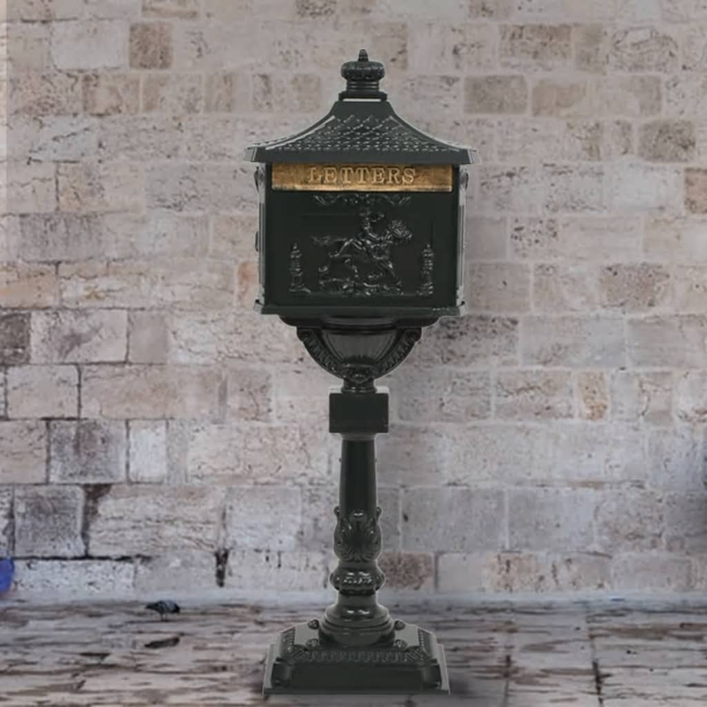 vidaXL Sockel-Briefkasten Aluminium Vintage Style Rostfrei Grün