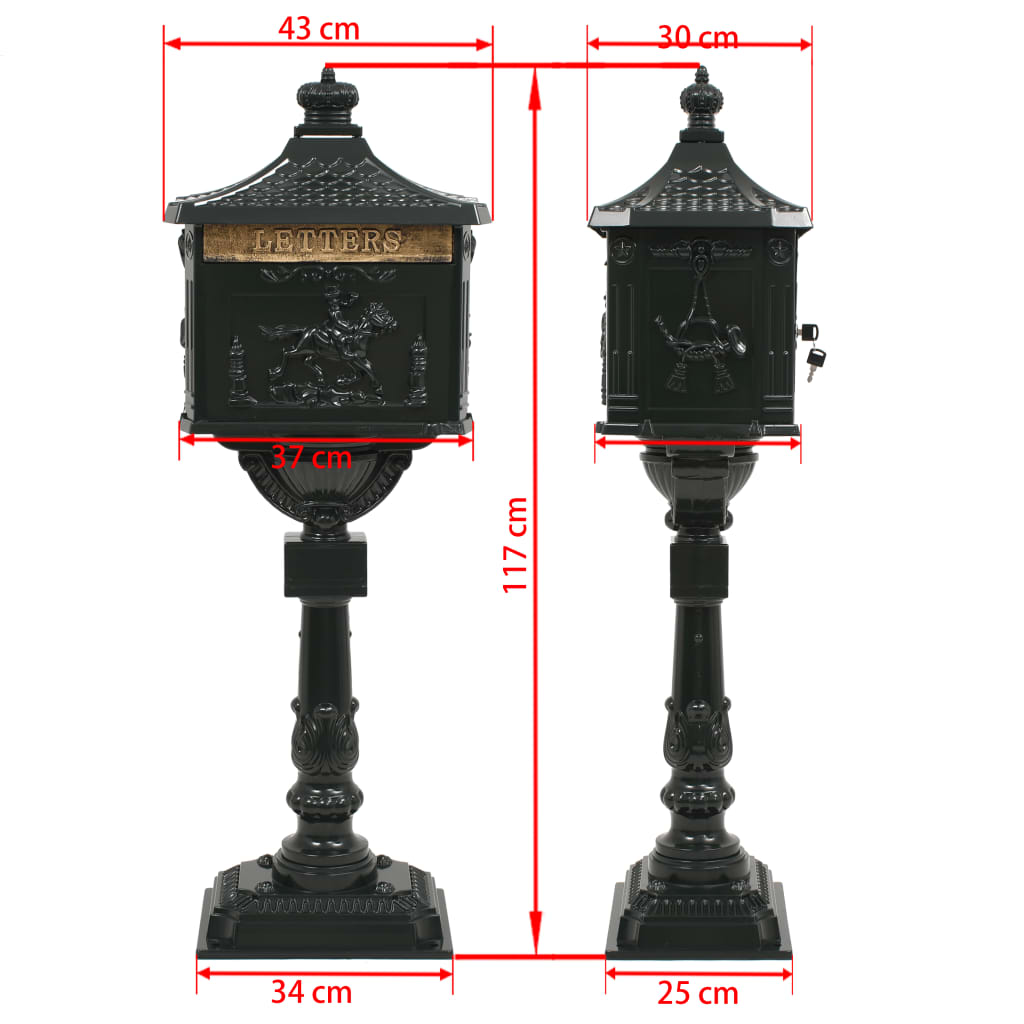 vidaXL Sockel-Briefkasten Aluminium Vintage Style Rostfrei Grün