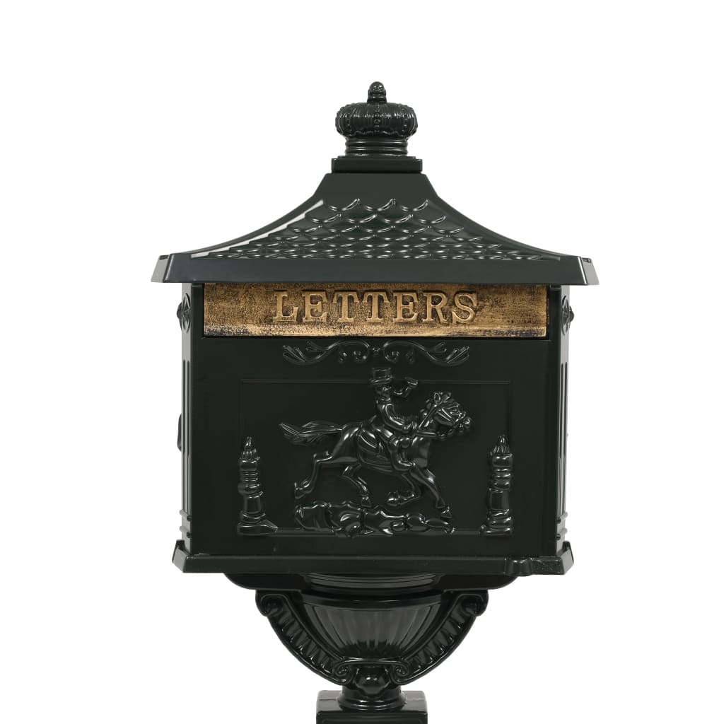 vidaXL Sockel-Briefkasten Aluminium Vintage Style Rostfrei Grün