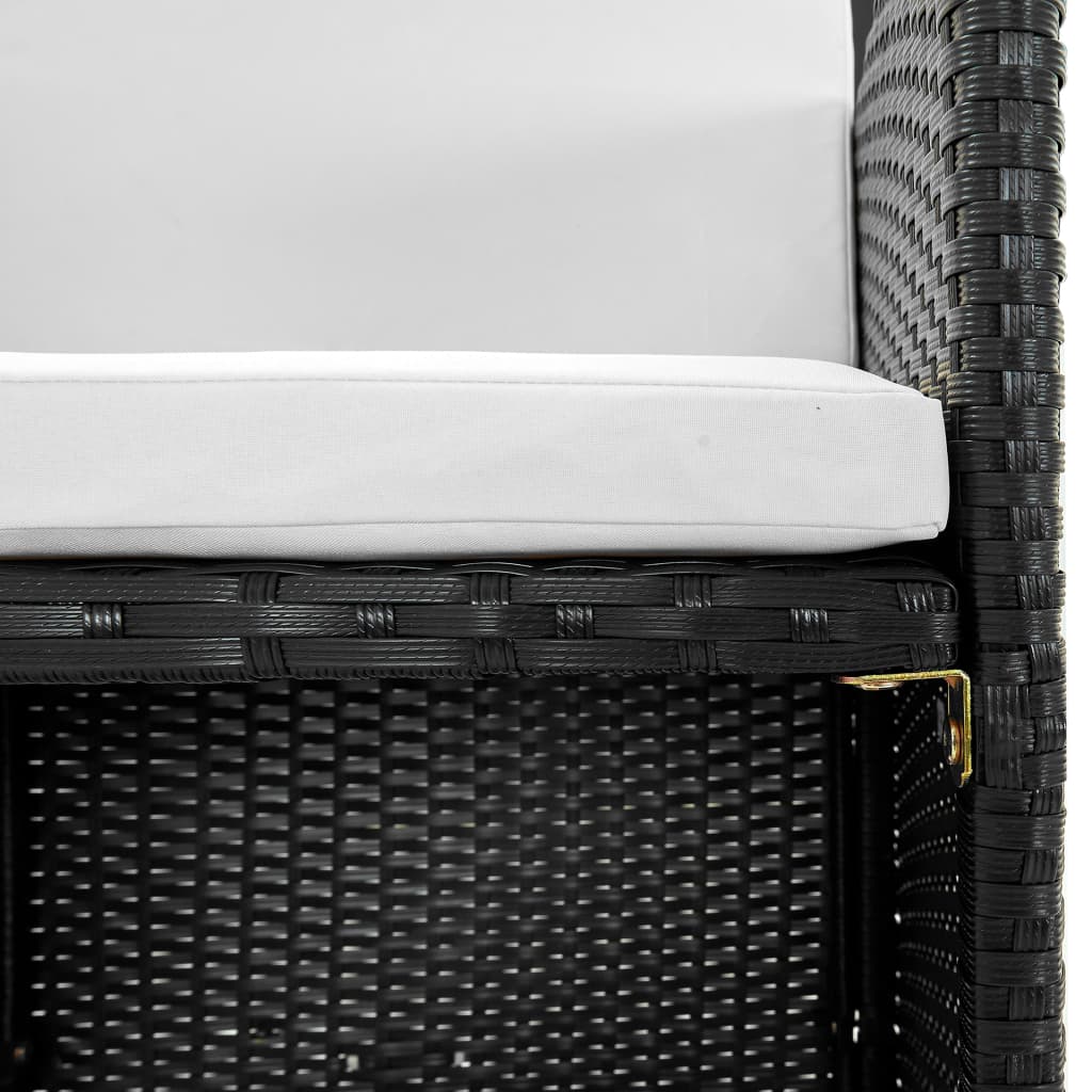 vidaXL 5-tlg. Garten-Essgruppe mit Auflagen Poly Rattan Schwarz