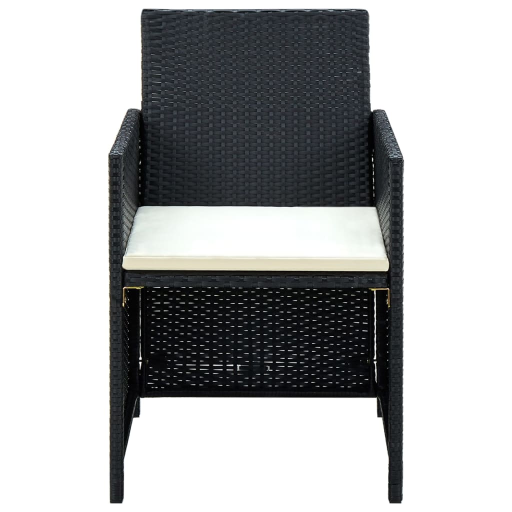 vidaXL 4-tlg. Garten-Lounge-Set mit Auflagen Poly Rattan Schwarz