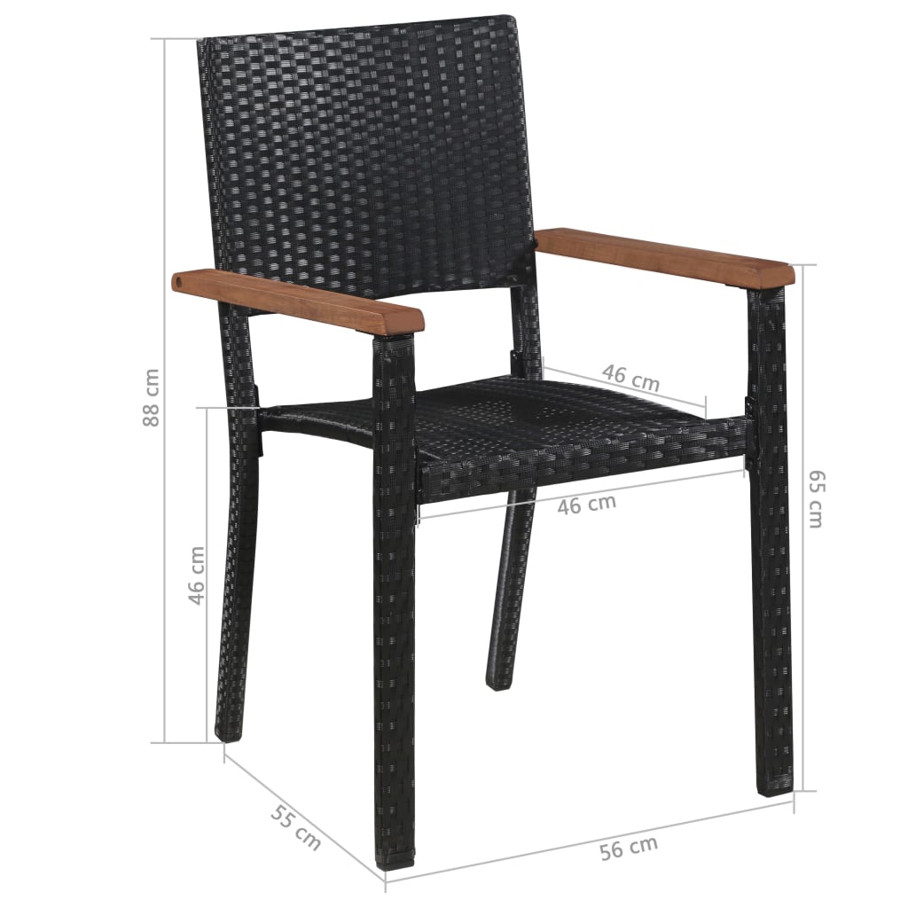 vidaXL 5-tlg. Garten-Essgruppe Poly Rattan Akazie Massivholz Schwarz