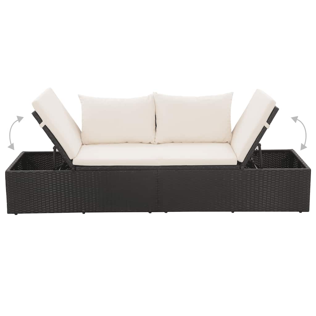 vidaXL Gartenbett Schwarz 195×60 cm Poly Rattan