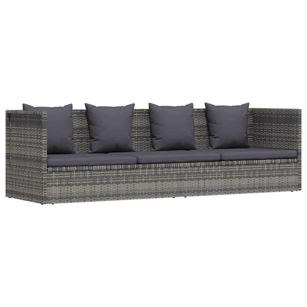vidaXL Garten-Sofabett 200x60 cm Poly Rattan Grau