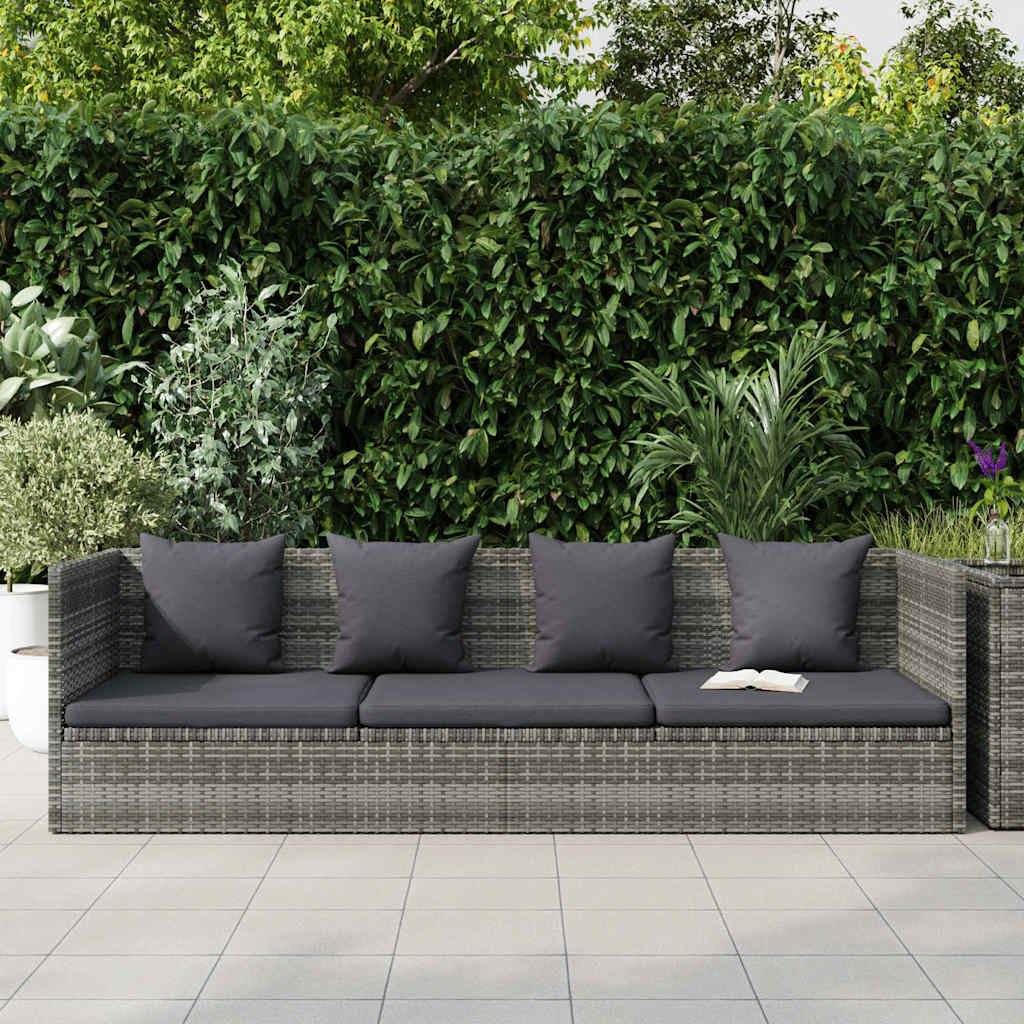 vidaXL Garten-Sofabett 200x60 cm Poly Rattan Grau