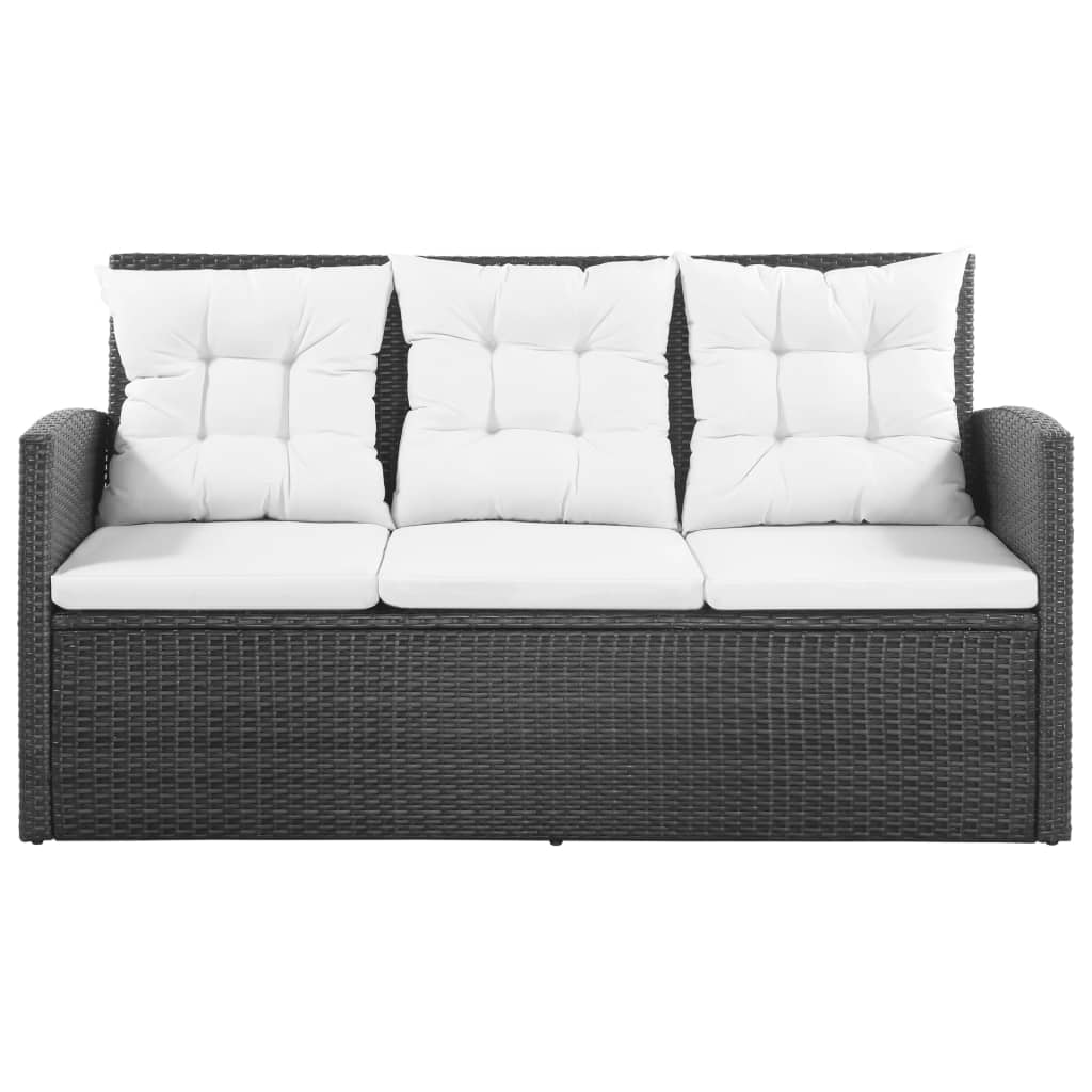 vidaXL 5-tlg. Garten-Lounge-Set mit Auflagen Poly Rattan Schwarz
