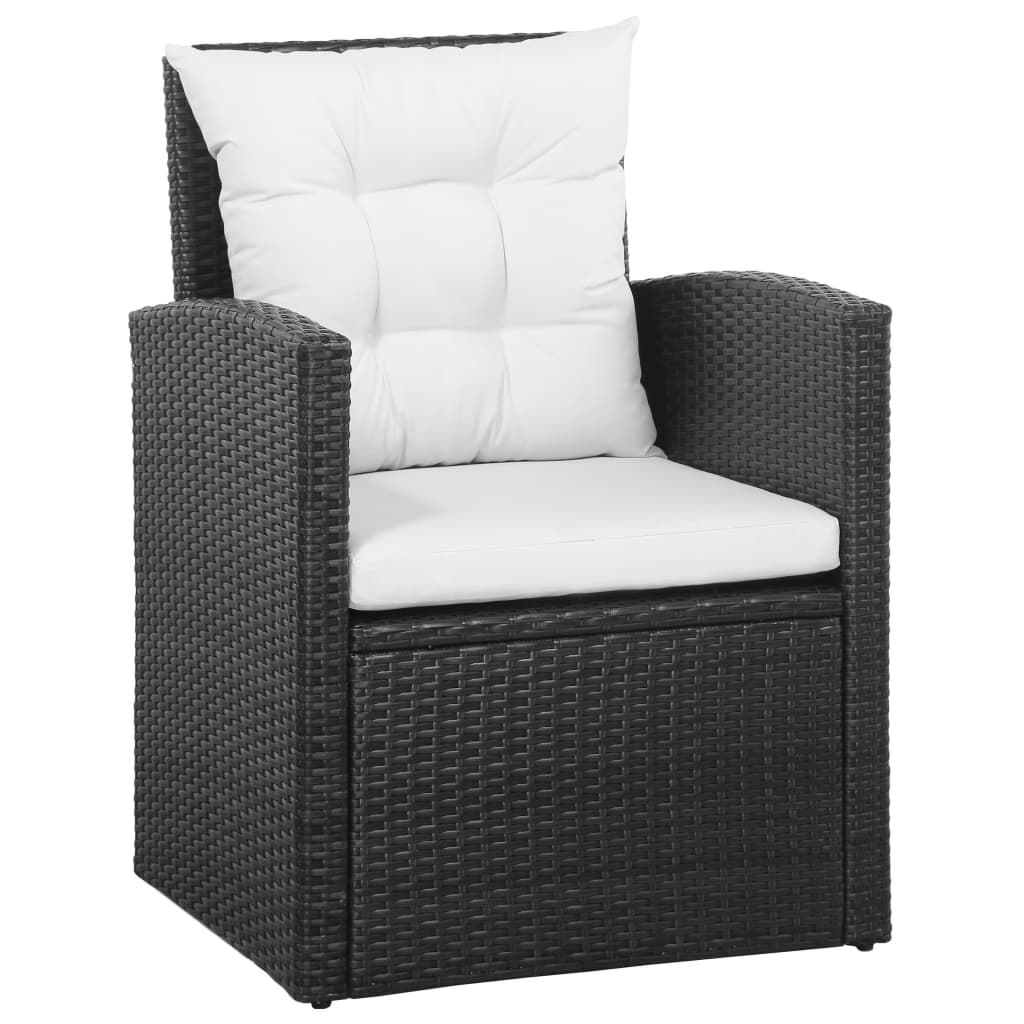 vidaXL 5-tlg. Garten-Lounge-Set mit Auflagen Poly Rattan Schwarz
