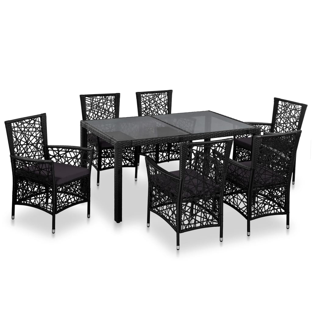 vidaXL 9-tlg. Garten-Essgruppe Poly Rattan Schwarz