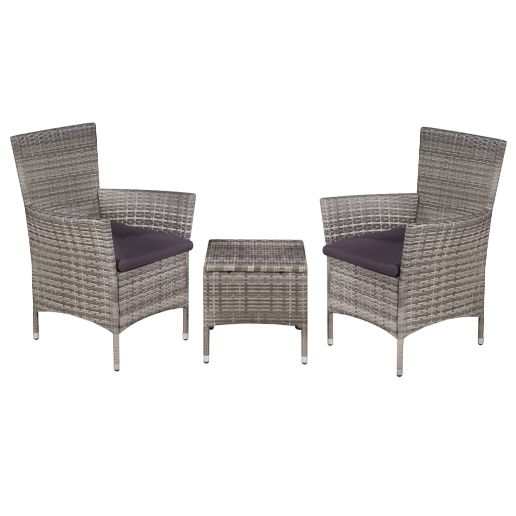 vidaXL 3-tlg. Bistro-Set Poly Rattan Braun