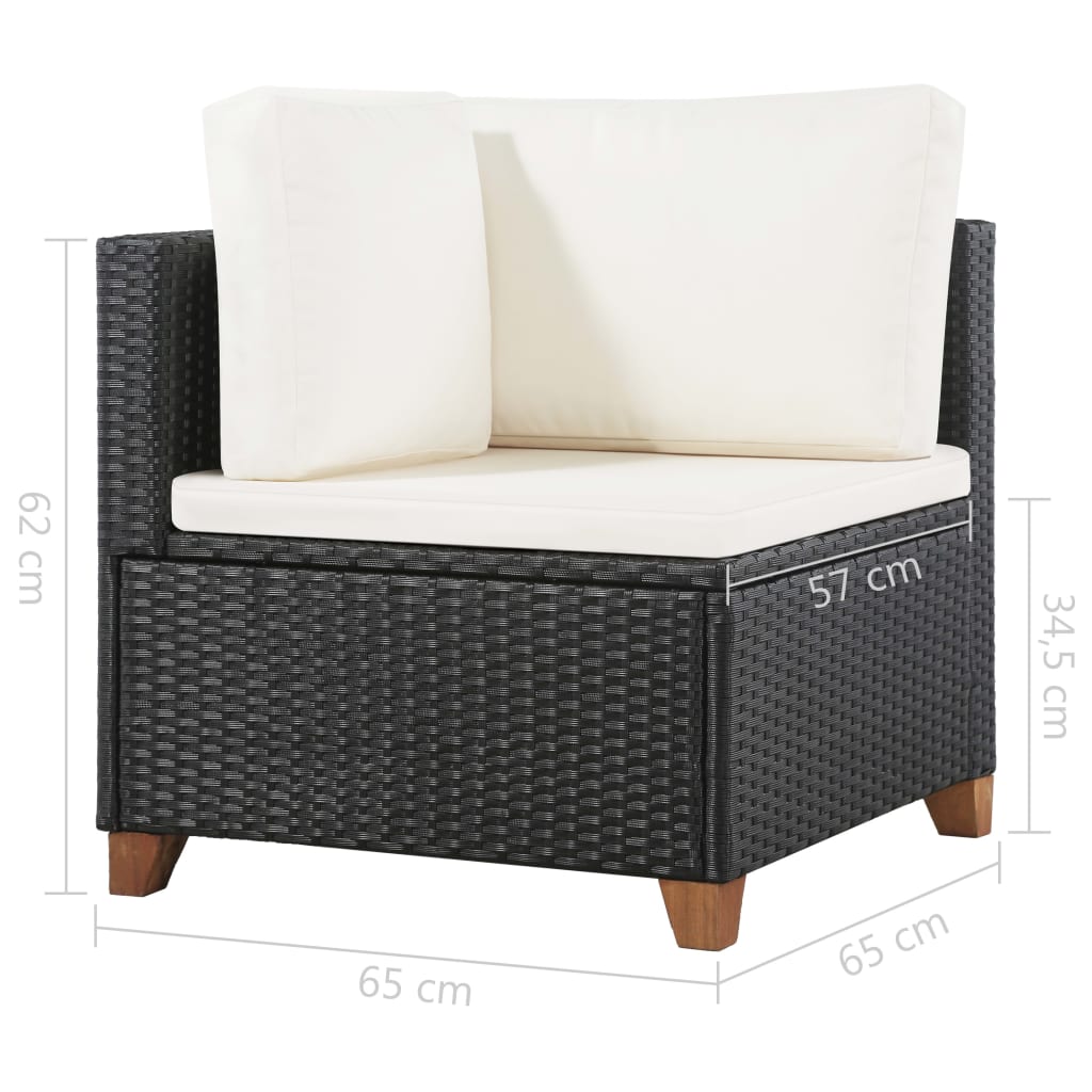 vidaXL 4-tlg. Garten-Lounge-Set mit Auflagen Poly Rattan Schwarz