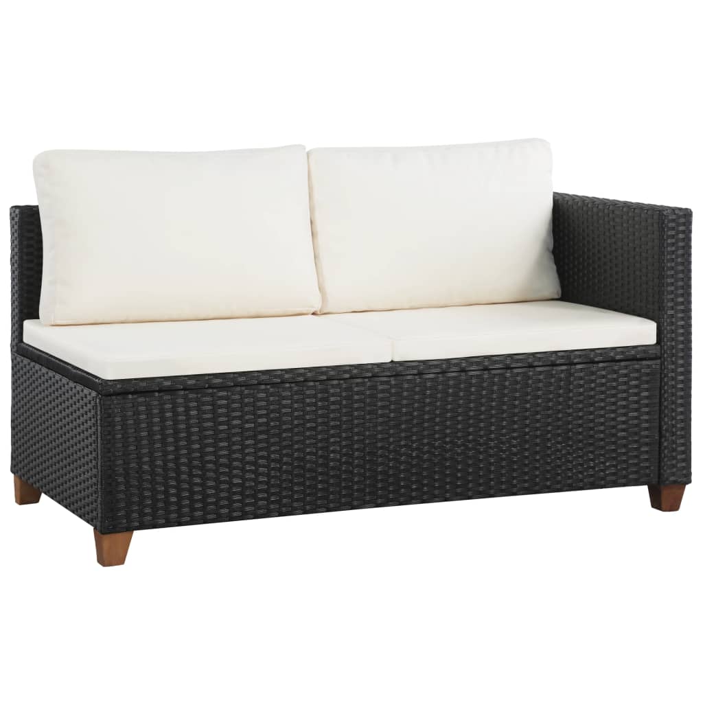 vidaXL 4-tlg. Garten-Lounge-Set mit Auflagen Poly Rattan Schwarz