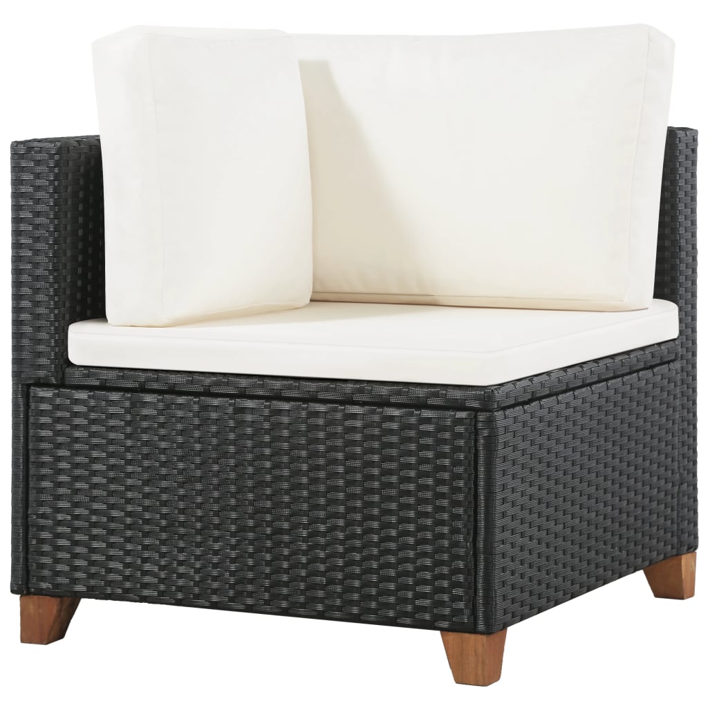 vidaXL 4-tlg. Garten-Lounge-Set mit Auflagen Poly Rattan Schwarz