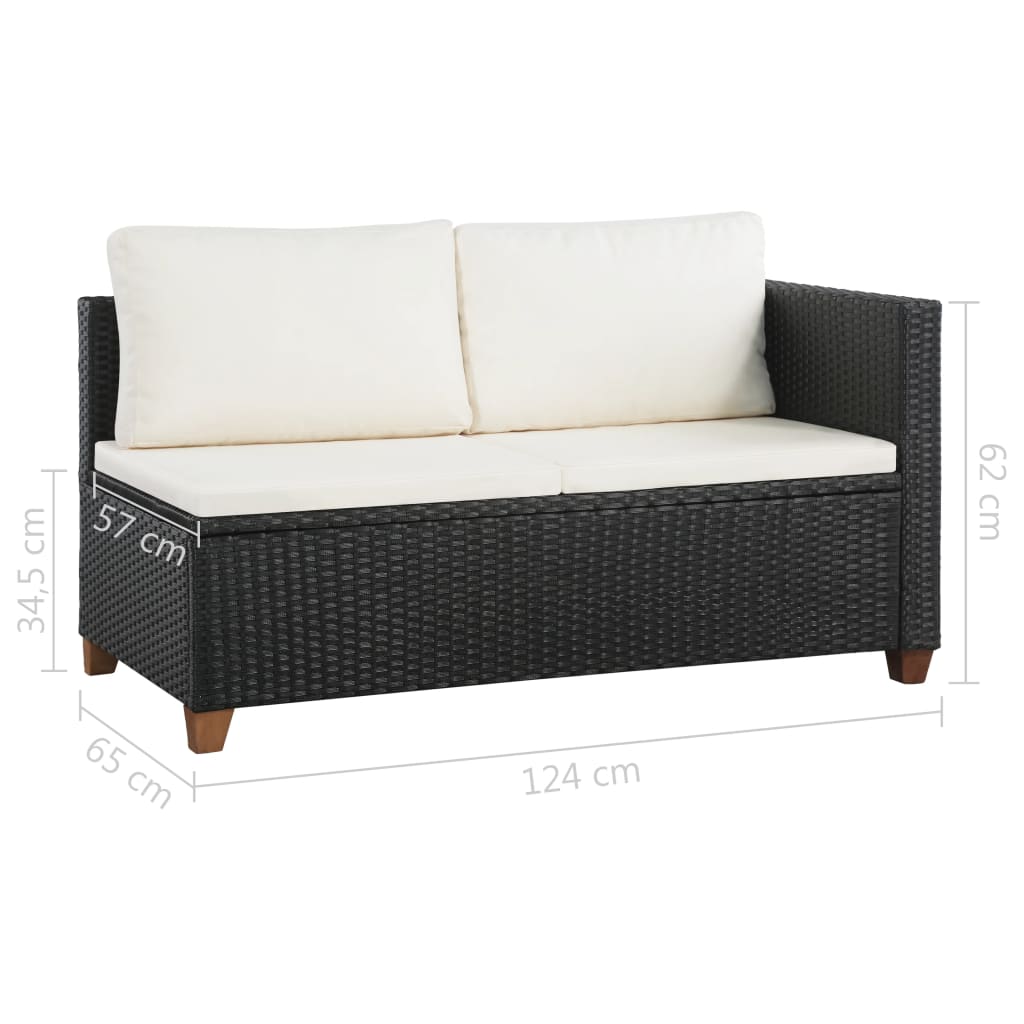 vidaXL 4-tlg. Garten-Lounge-Set mit Auflagen Poly Rattan Schwarz