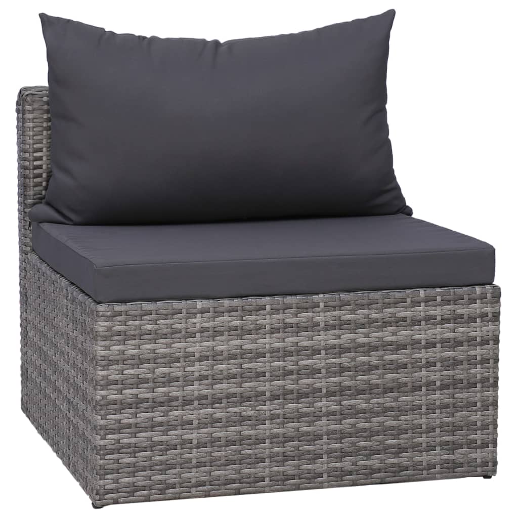 vidaXL 8-tlg. Garten-Lounge-Set mit Auflagen Poly Rattan Grau