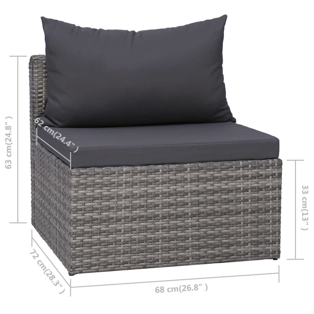 vidaXL 8-tlg. Garten-Lounge-Set mit Auflagen Poly Rattan Grau