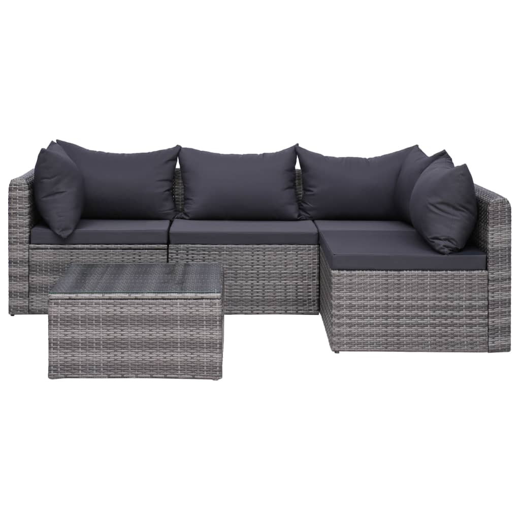 vidaXL 8-tlg. Garten-Lounge-Set mit Auflagen Poly Rattan Grau