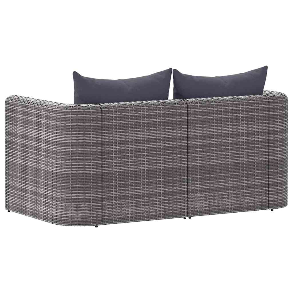 vidaXL Garten-Ecksofas 2 Stk. Grau Poly Rattan