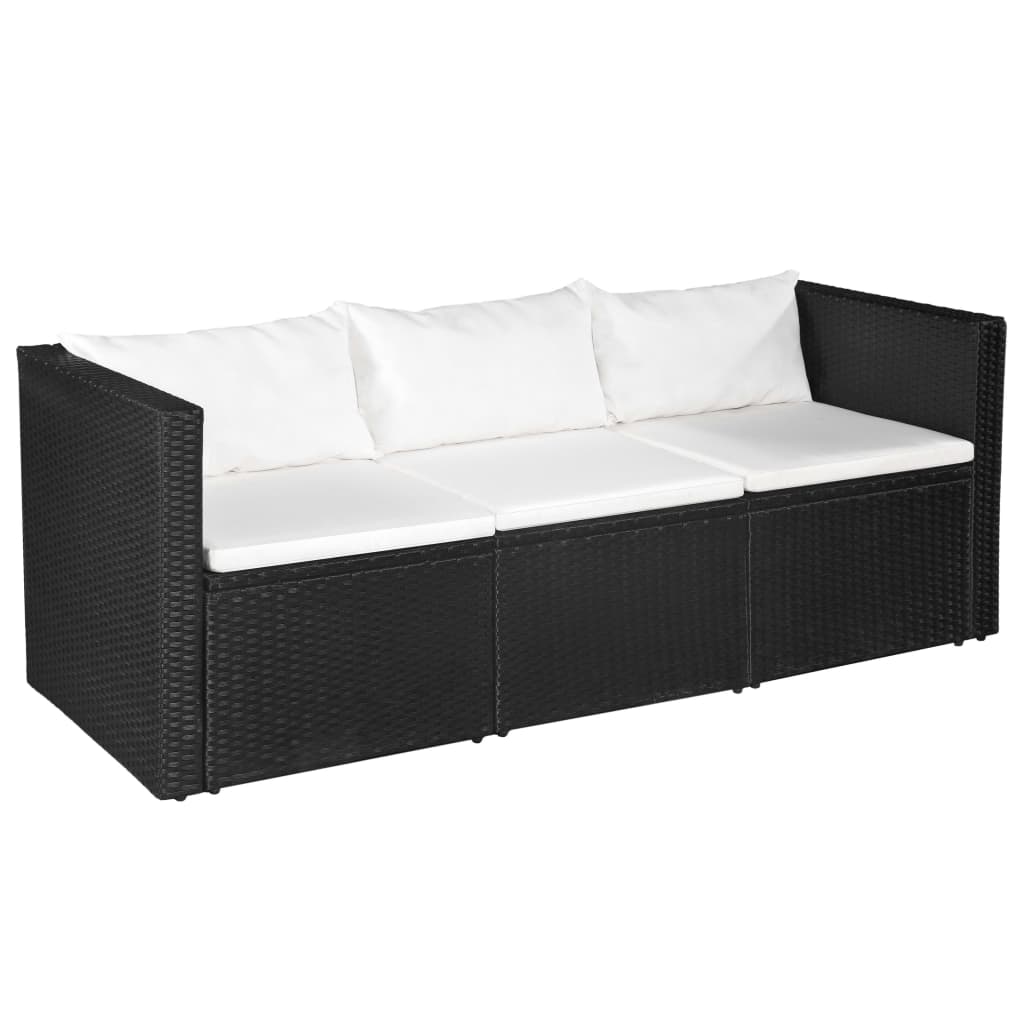 vidaXL 3-tlg. Garten-Lounge-Set Poly Rattan Schwarz und Weiß