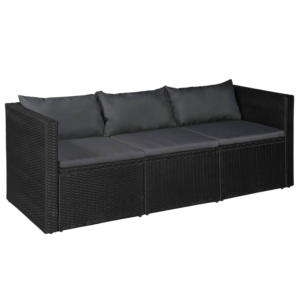 vidaXL 4-tlg. Garten-Lounge-Set Poly Rattan Schwarz und Weiß