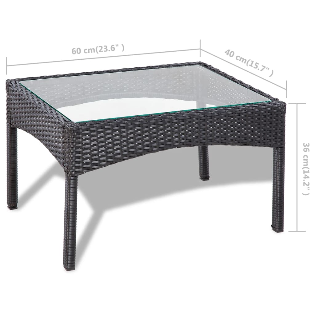 vidaXL 4-tlg. Garten-Lounge-Set mit Auflagen Poly Rattan Schwarz