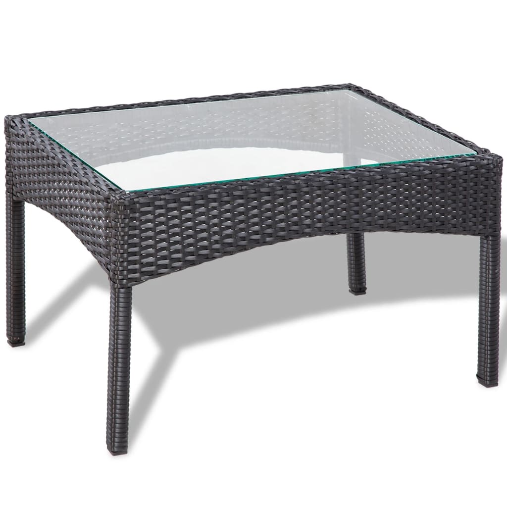 vidaXL 4-tlg. Garten-Lounge-Set mit Auflagen Poly Rattan Schwarz