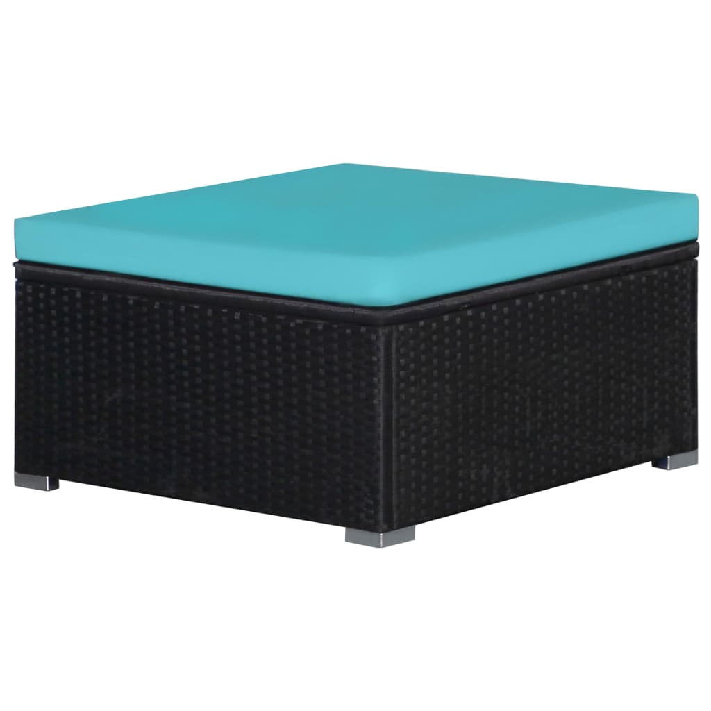 vidaXL 9-tlg. Garten-Sofagarnitur mit Kissen Blau Poly Rattan