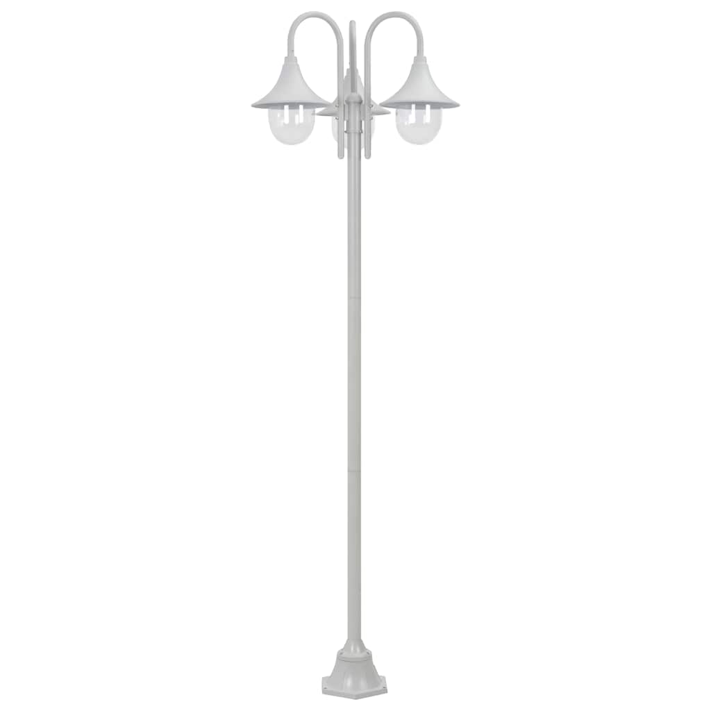 vidaXL Garten-Pollerleuchte E27 220 cm Aluminium 3-Laterne Weiß