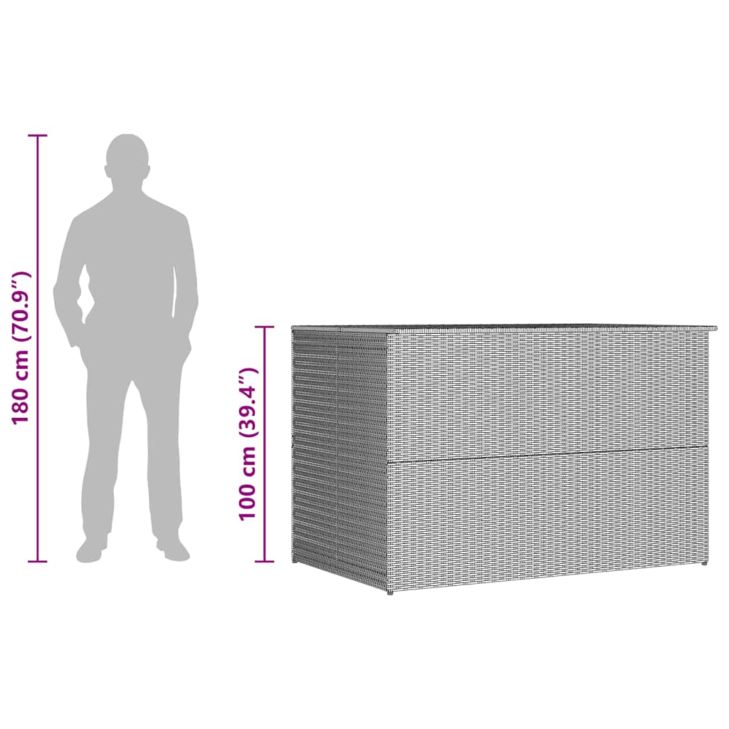 vidaXL Garden-Auflagenbox Schwarz 150x100x100 cm Poly Rattan