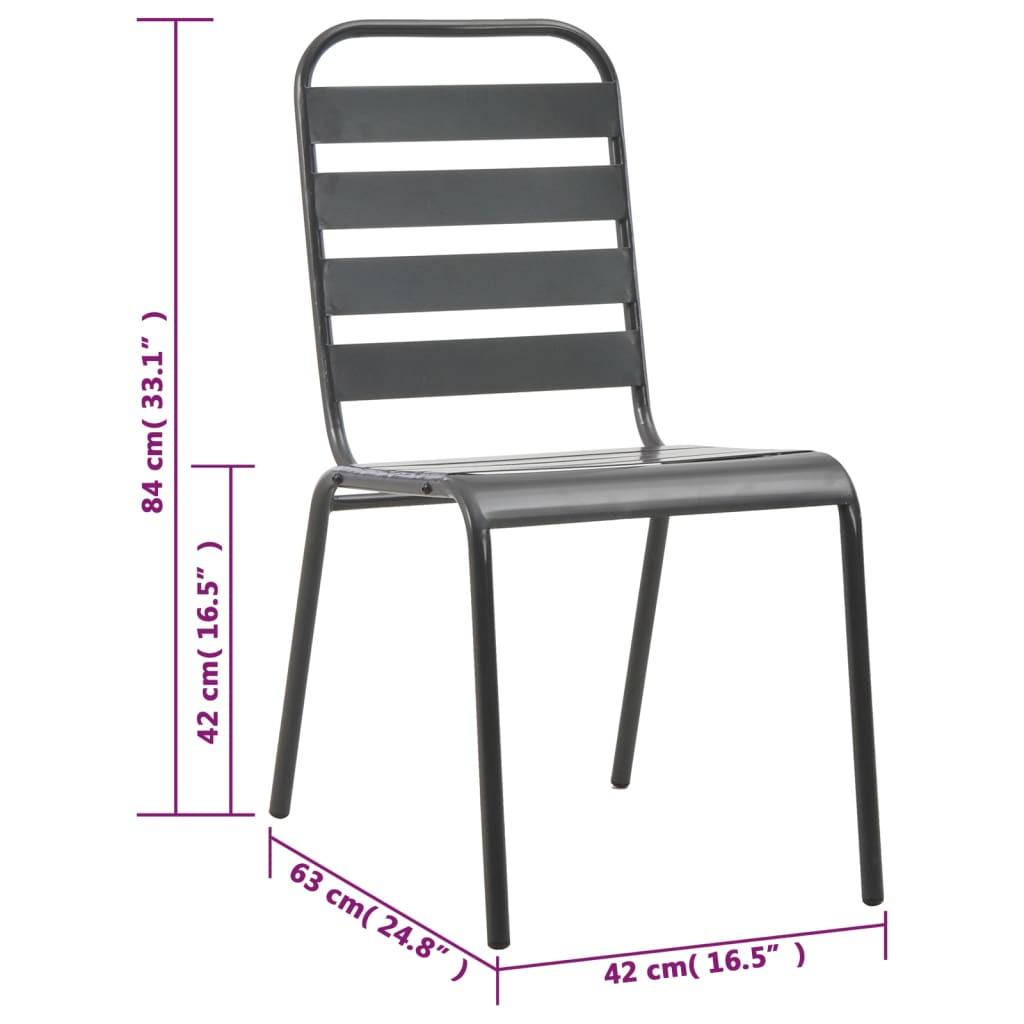 vidaXL 3-tlg. Bistro-Set Stahl Dunkelgrau
