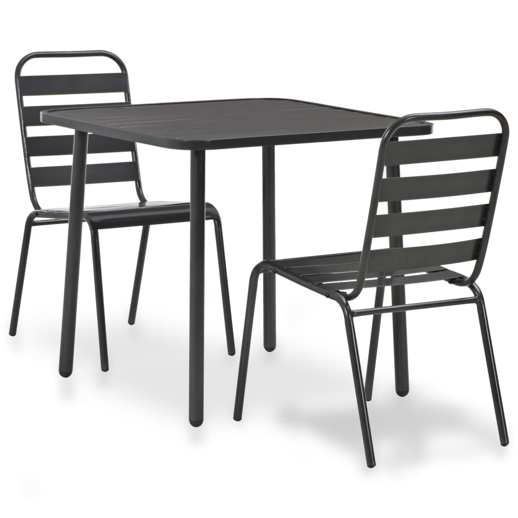 vidaXL 3-tlg. Bistro-Set Stahl Dunkelgrau