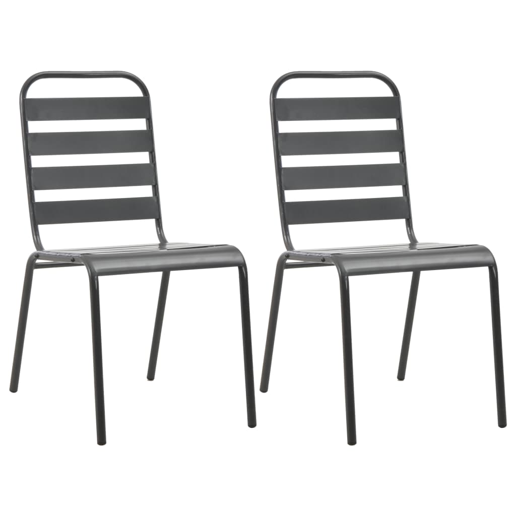 vidaXL 3-tlg. Bistro-Set Stahl Dunkelgrau